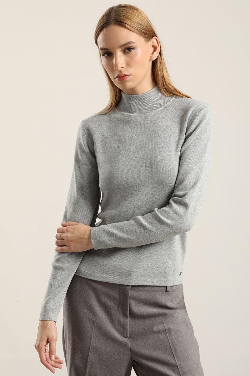 Jersey punto, rivete metalizado, gris Liola-3