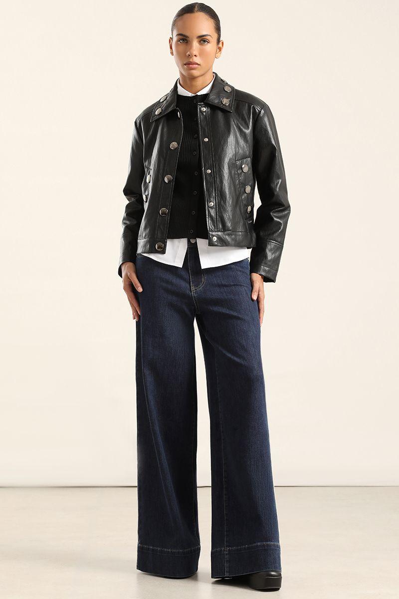 Chaqueta Tachas, Efecto Cuero, Negro Liola-2