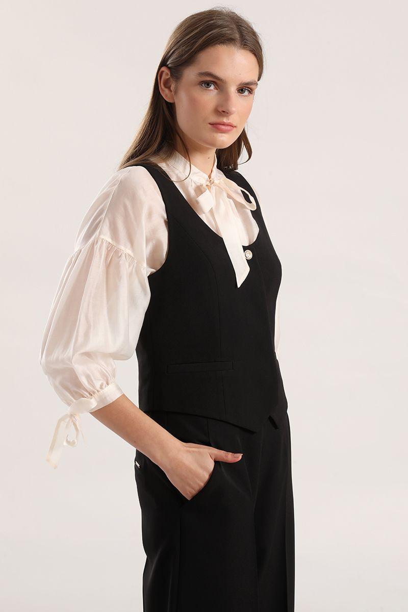 Chaleco sastre Liola mujer negro-2