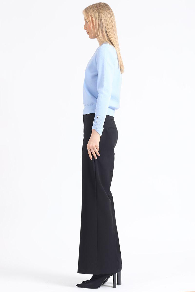 Pantalon Flare Tiro Alto, Abertura, Negro Liola-5