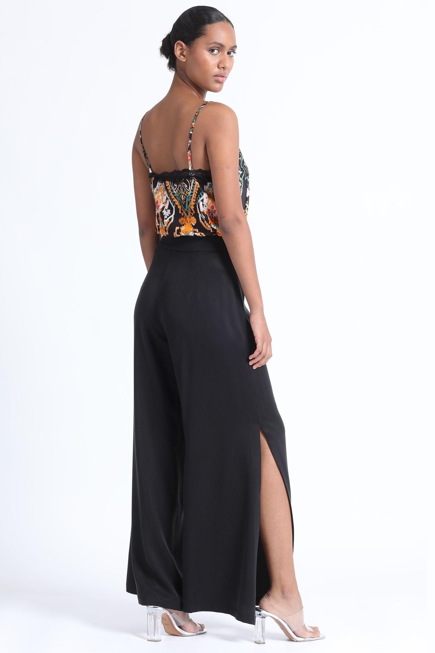 Pantalon Ancho Abertura Negro Liola-1
