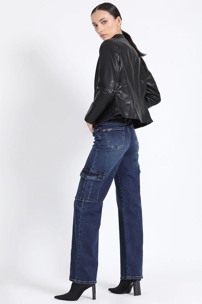 Chaqueta Corta Efecto Cuero, Negro Liola-2