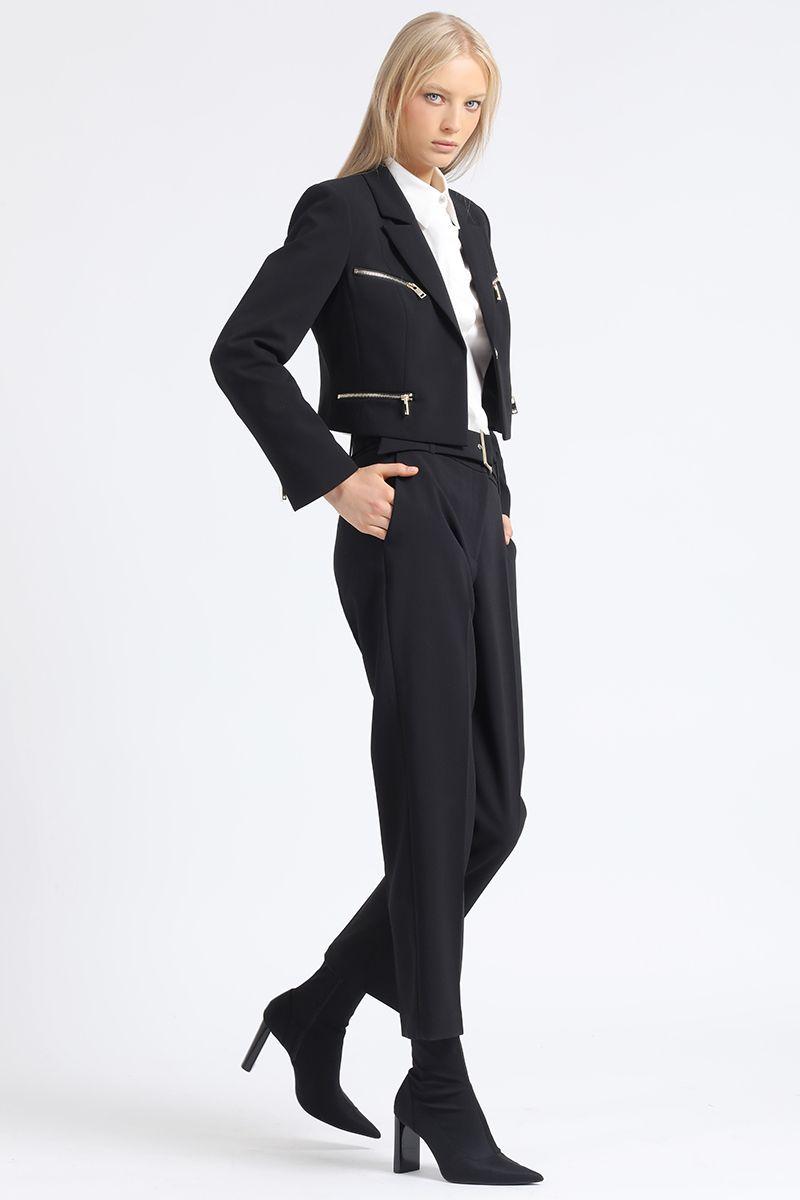 Pantalon Sastre Tiro Alto Con Cinturon, Negro Liola-1