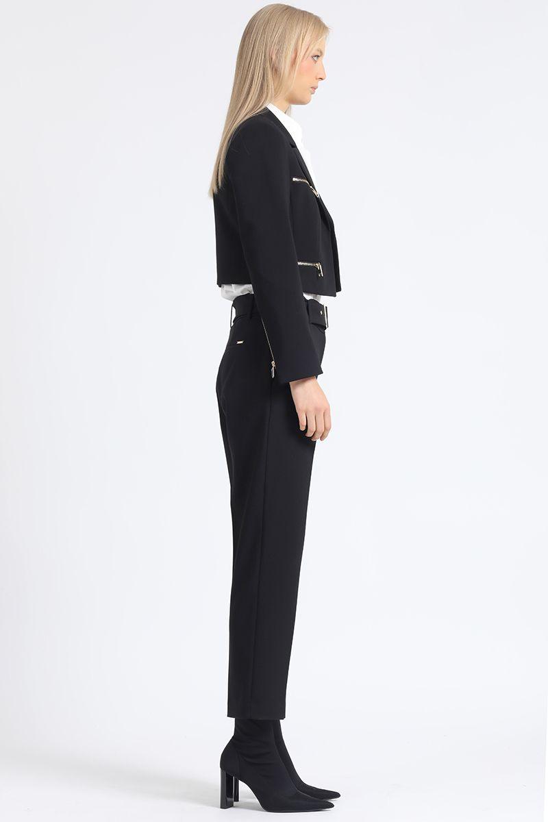 Pantalon Sastre Tiro Alto Con Cinturon, Negro Liola-4