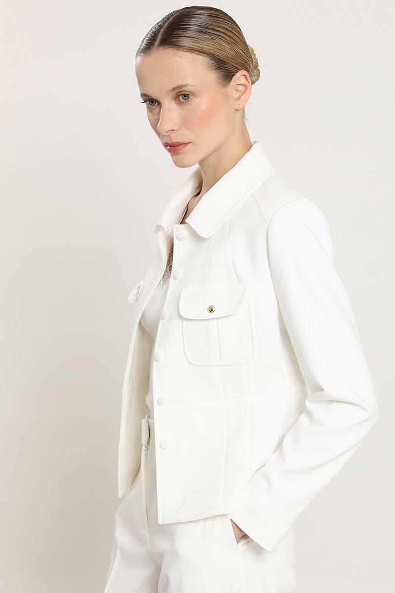 Chaqueta entallada, bolsillo parche, crudo Liola-3