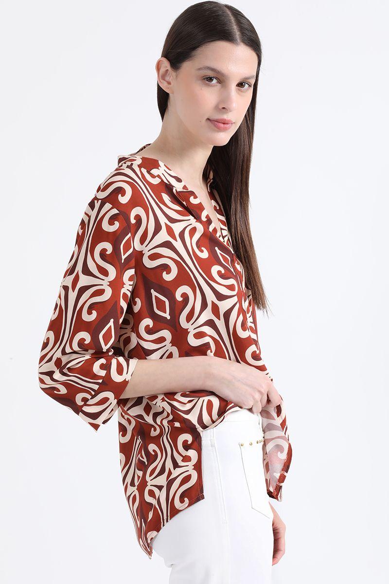Blusa Fluida Estampado, Café Liola-2