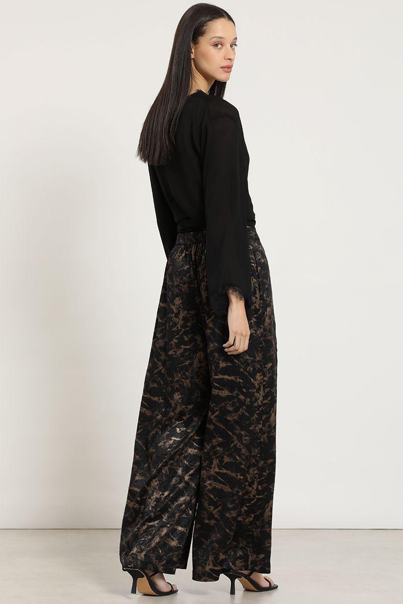 Pantalon ancho, fantasia velvet, negro Liola-2