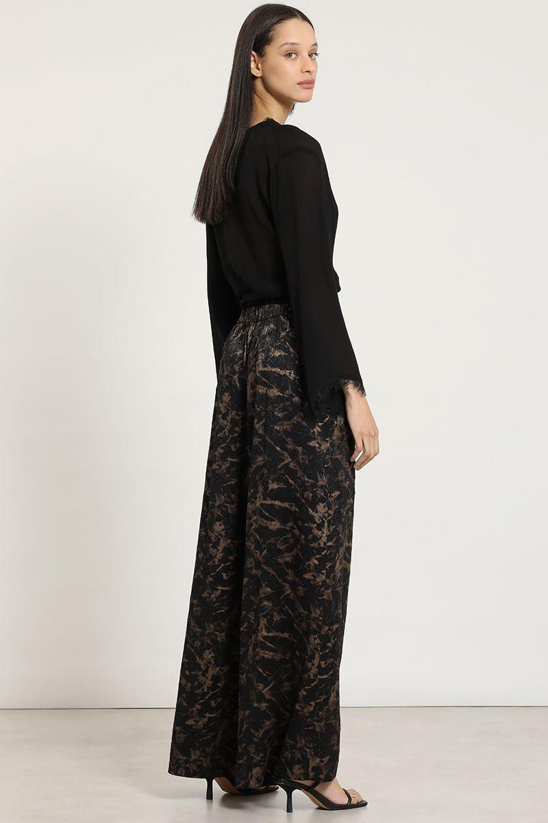Pantalon ancho, fantasia velvet, negro Liola-5