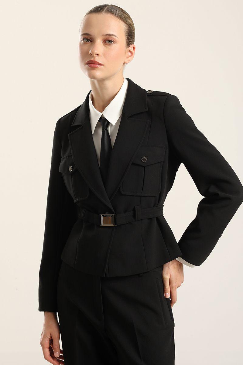 Chaqueta bolsillos cargo, negro Liola-6