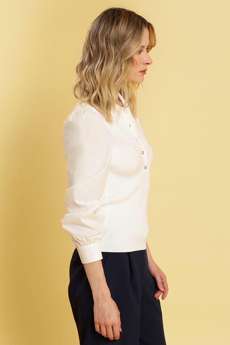 Jersey punto, mix poplin, crudo Liola-4