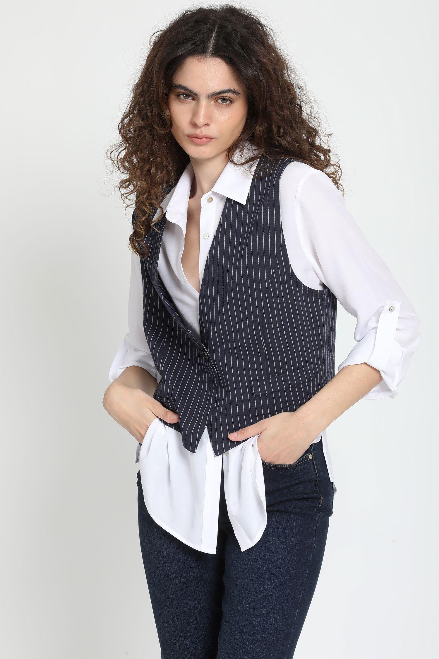 Chaleco Sastre Listado, Azul Liola-5