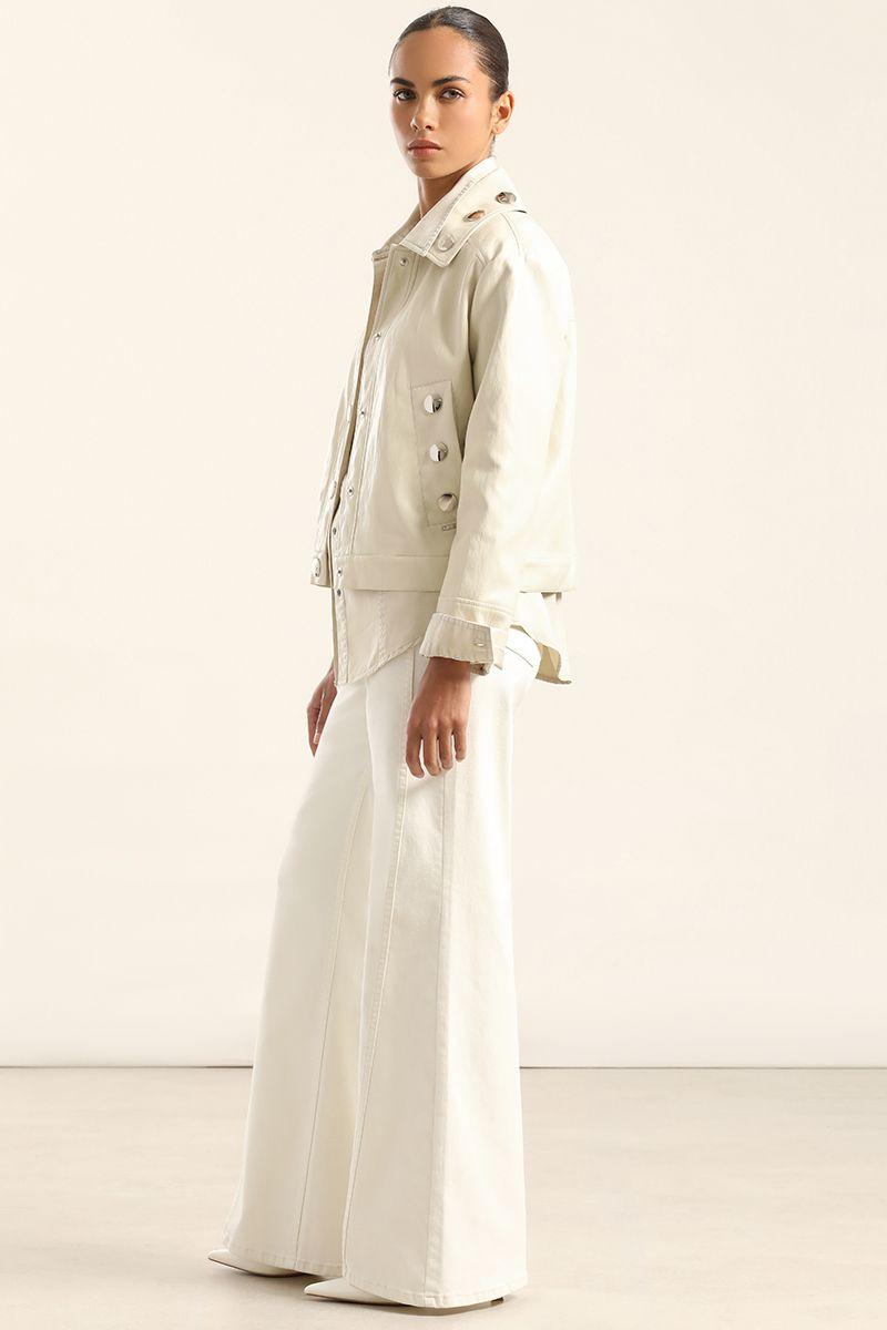 Chaqueta Tachas, Efecto Cuero, Beige Liola-5