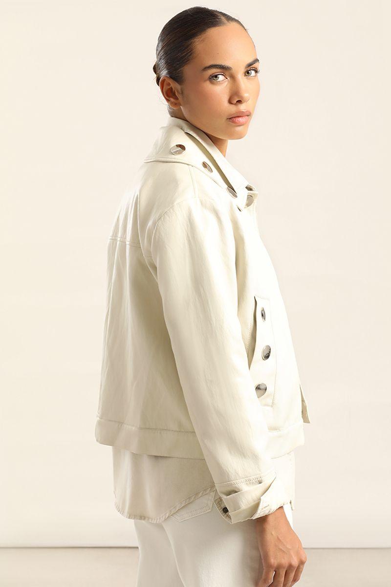 Chaqueta Tachas, Efecto Cuero, Beige Liola-6