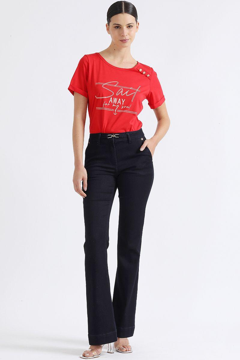 Polera Texto, Y Boton Marinero Rojo Liola-1
