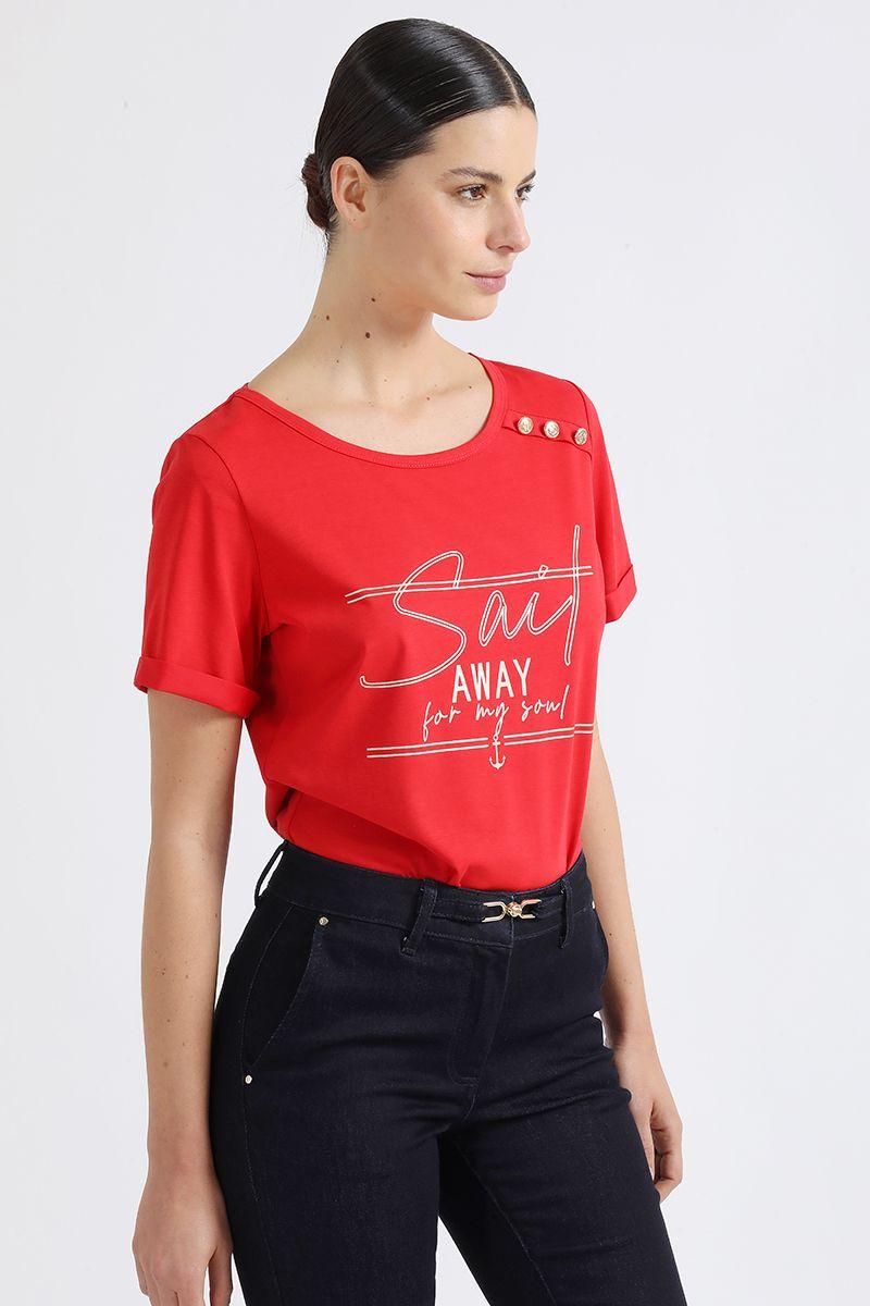 Polera Texto, Y Boton Marinero Rojo Liola-2