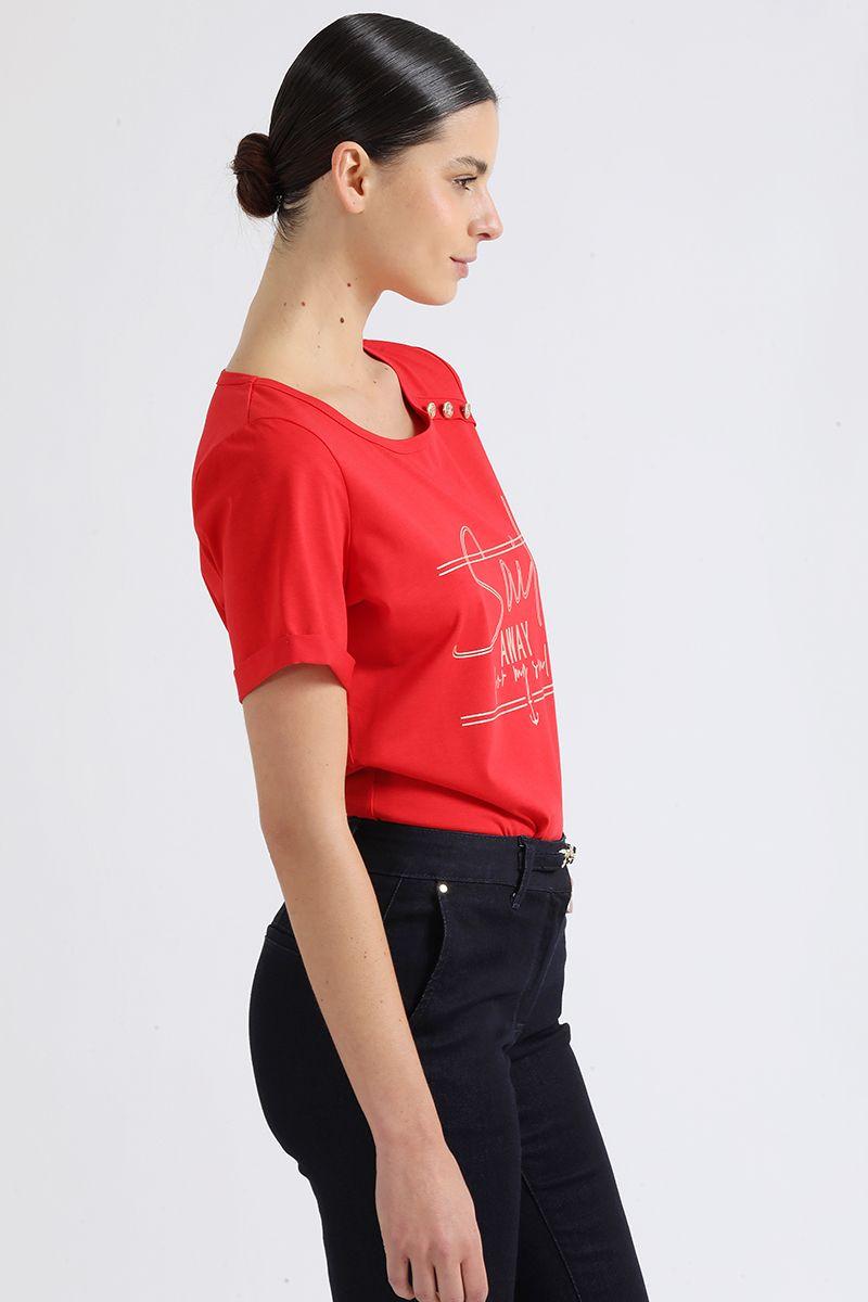 Polera Texto, Y Boton Marinero Rojo Liola-3