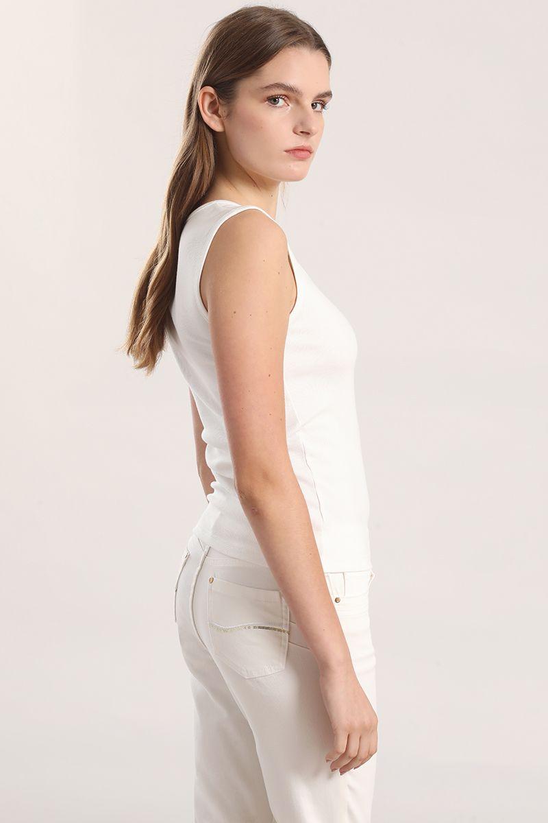 Top abertura strass mujer Liola crudo-2