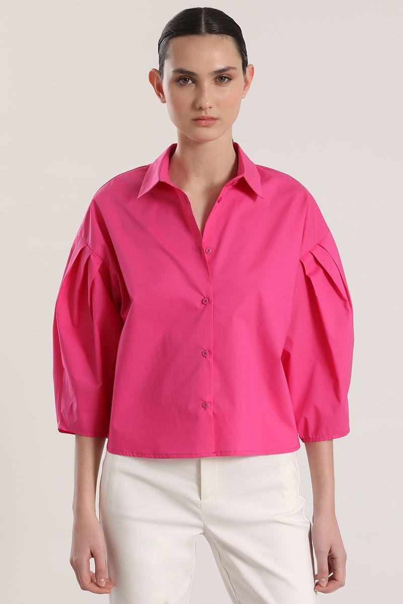 Blusa poplin Liola mujer fucsia-3