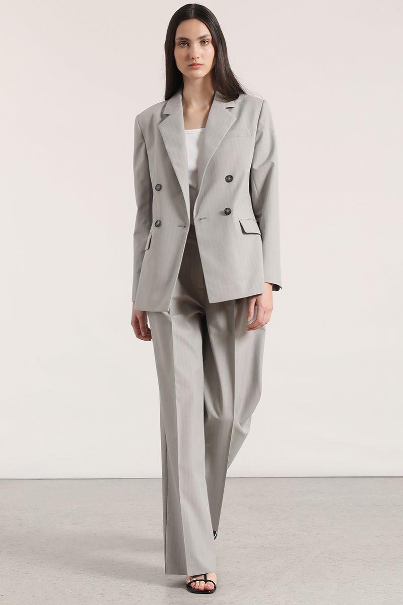 Pantalón ancho con pinza liola mujer gris-5