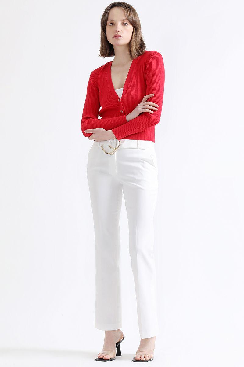 Cardigan Tejido Punto, Boton Fantasia, Rojo Liola-3