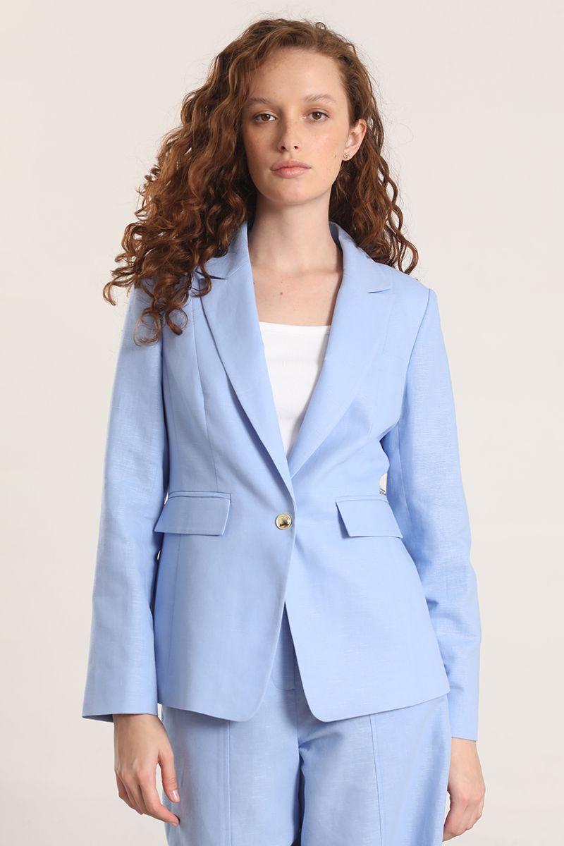 Blazer clásico lino Liola mujer celeste-2