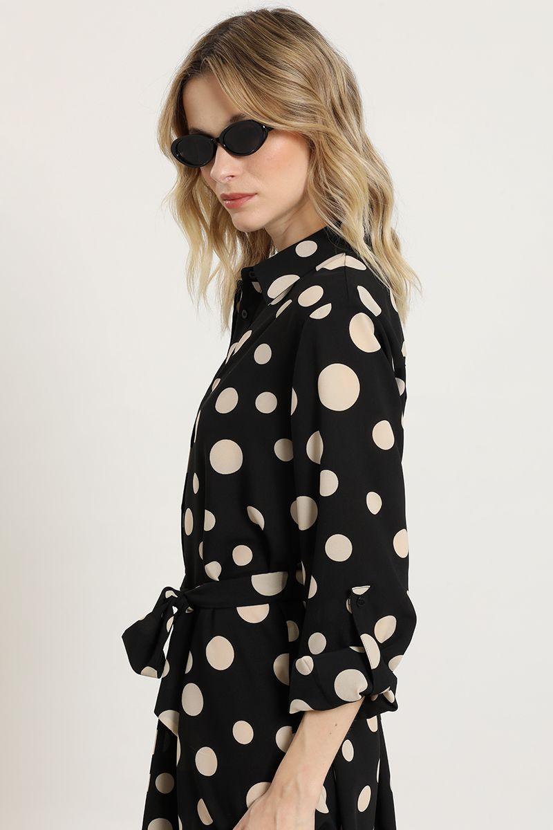 Vestido lunares con amarre, negro Liola-3