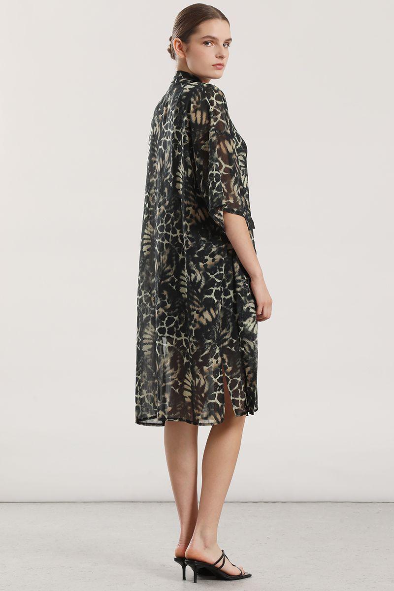 Tapado gasa estampado mujer Liola verde-2