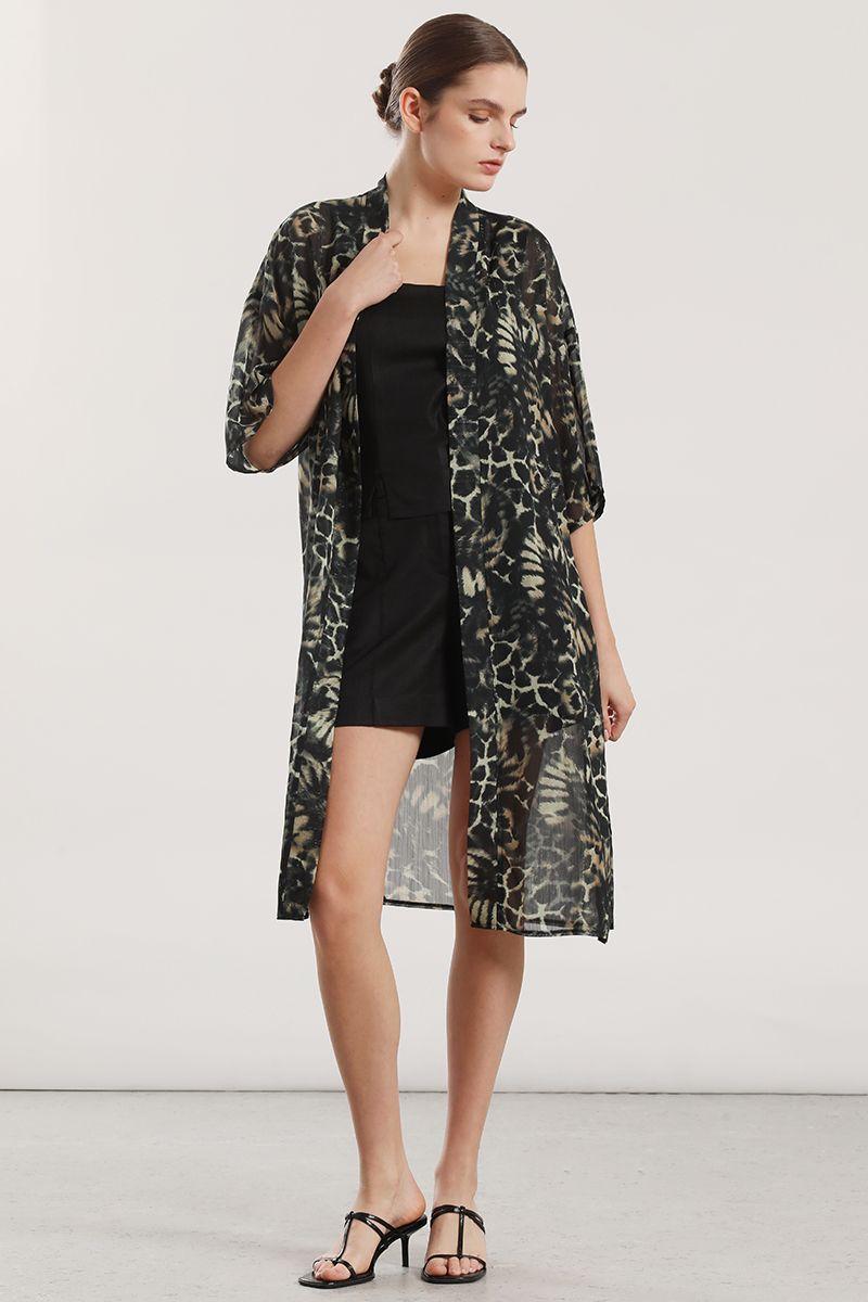 Tapado gasa estampado mujer Liola verde-3