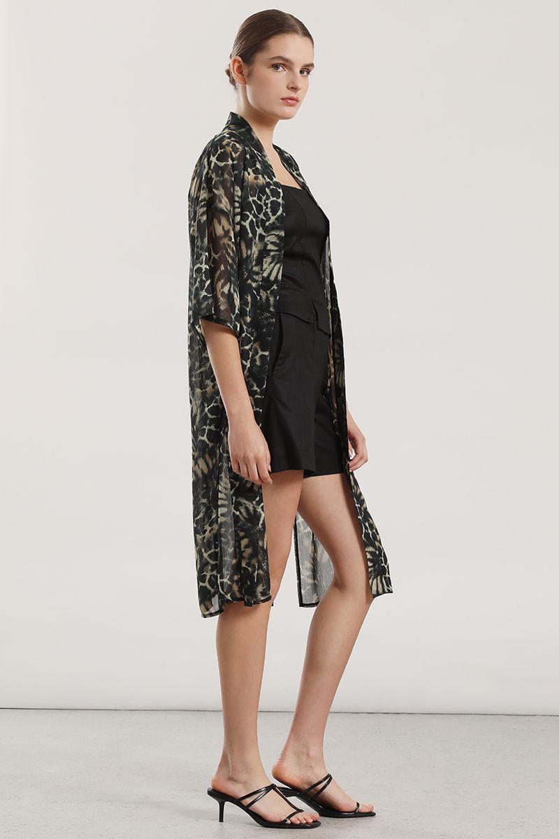 Tapado gasa estampado mujer Liola verde-4