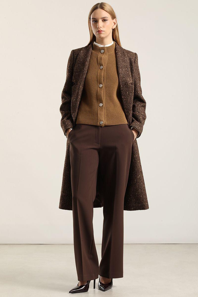 Pantalón recto, tiro alto, chocolate Liola-0