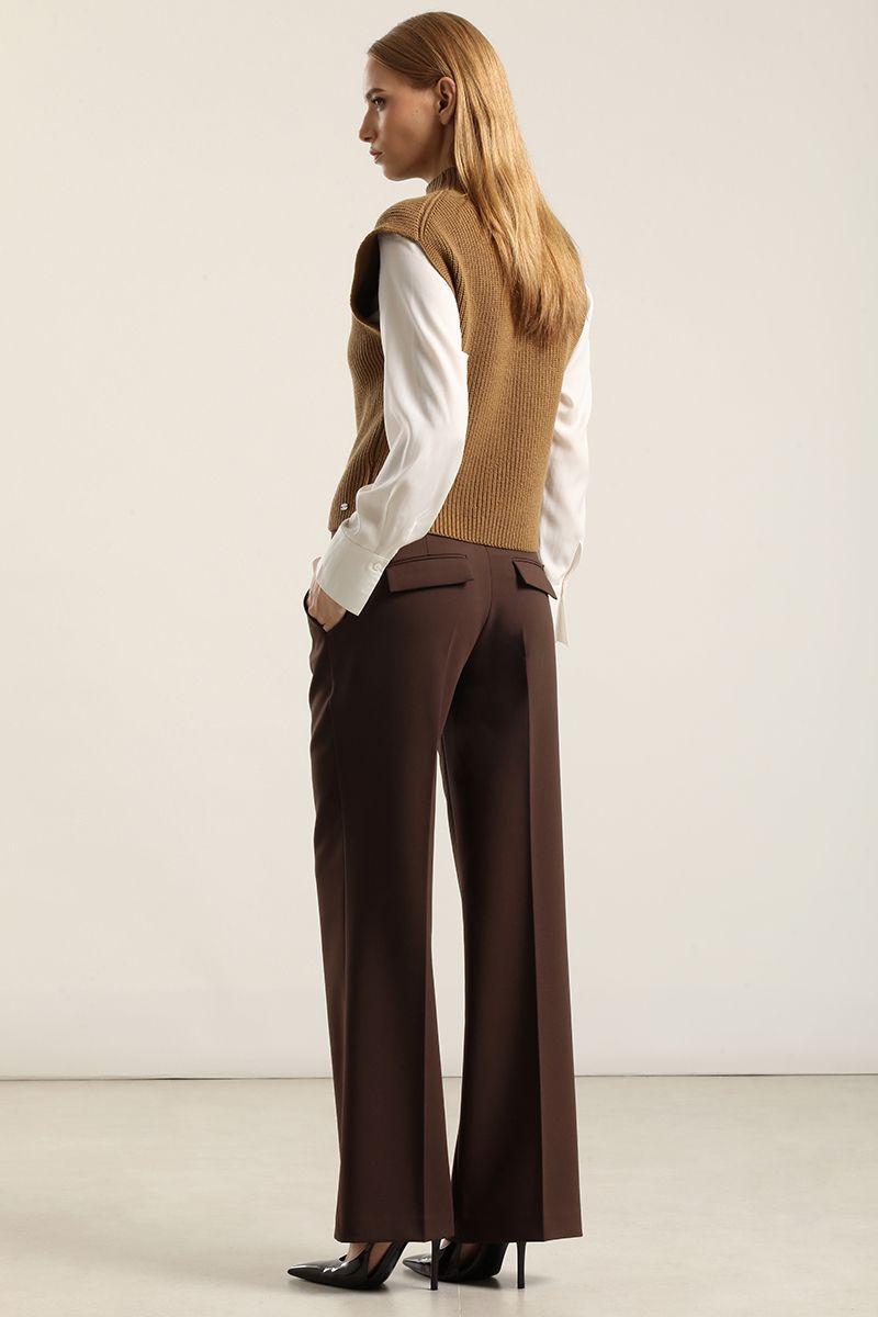 Pantalón recto, tiro alto, chocolate Liola-3