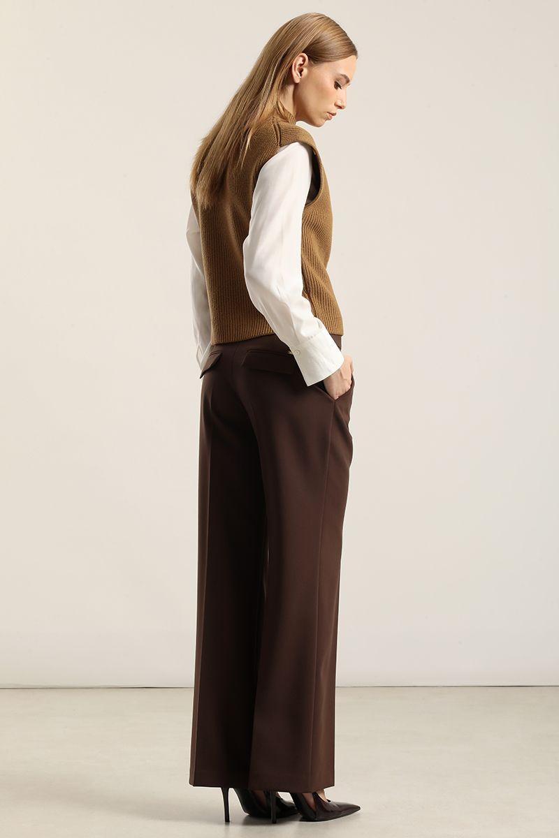 Pantalón recto, tiro alto, chocolate Liola-6