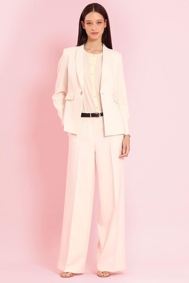 Blazer entallado, cuello smoking, vainilla Liola-3