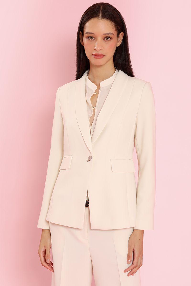 Blazer entallado, cuello smoking, vainilla Liola-4