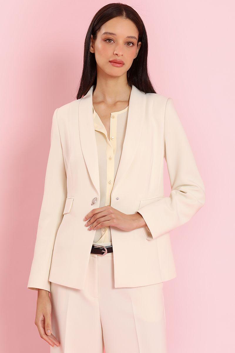 Blazer entallado, cuello smoking, vainilla Liola-5