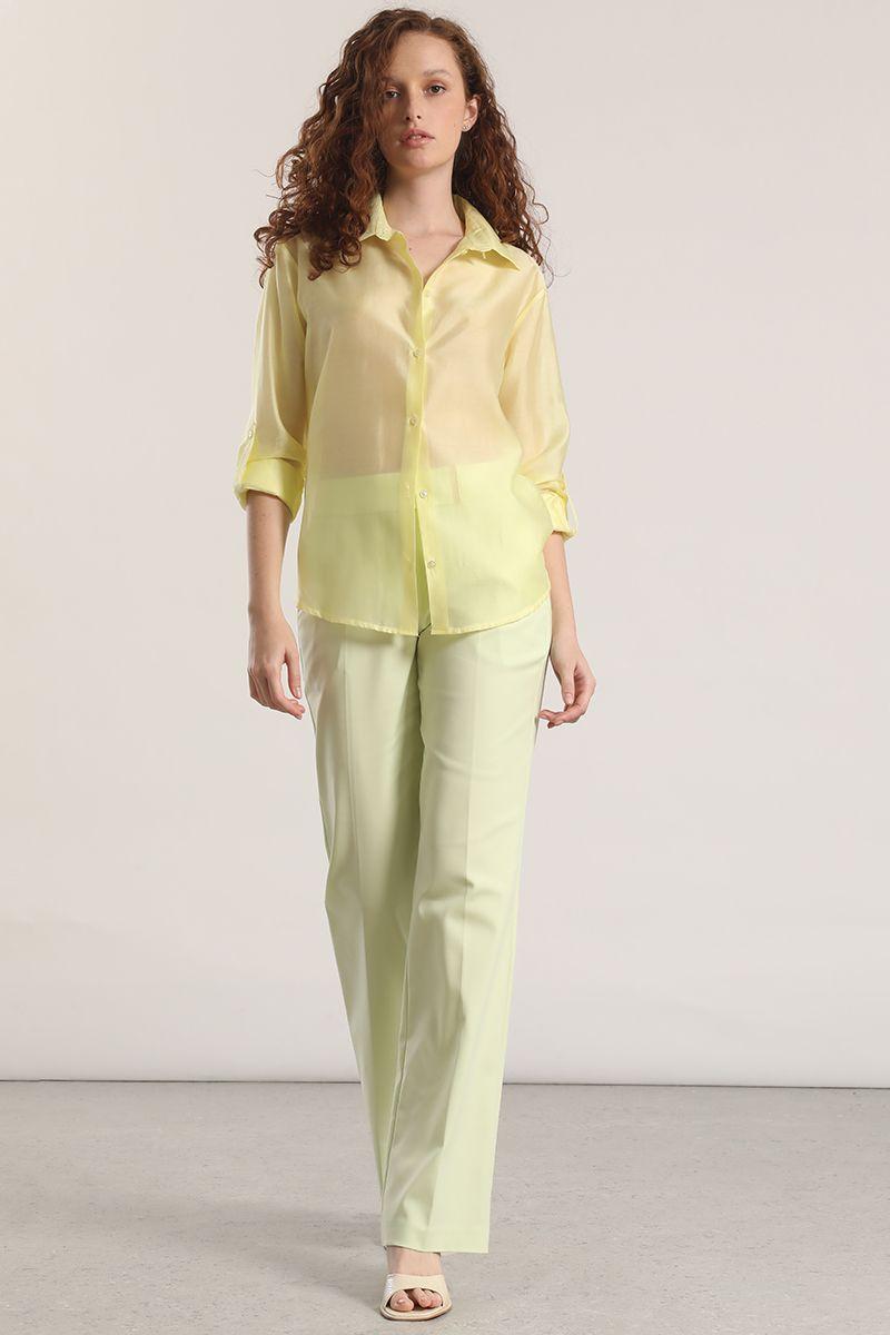 Blusa semitransparente roll up liola mujer amarillo-1
