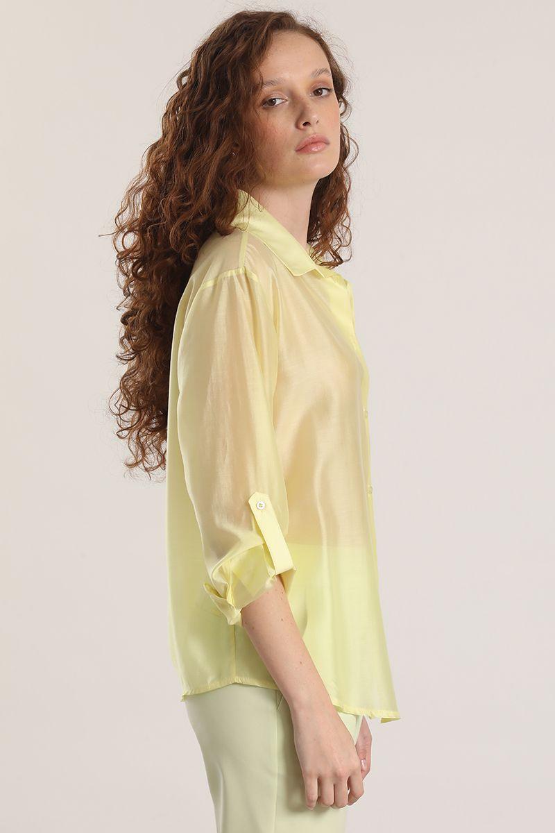 Blusa semitransparente roll up liola mujer amarillo-2