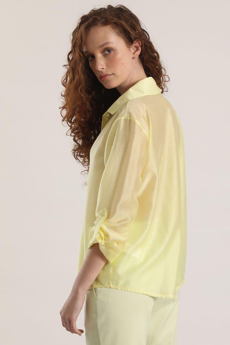 Blusa semitransparente roll up liola mujer amarillo-5