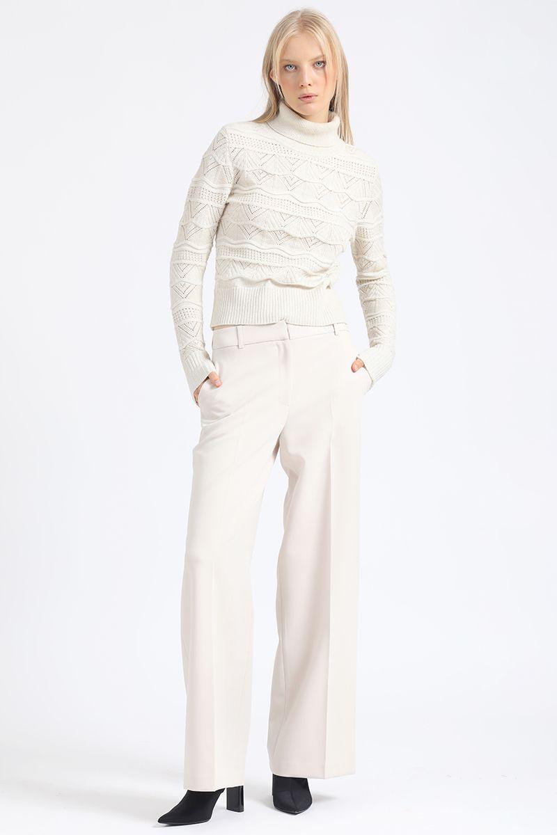 Sweater Tejido Punto Con Hilo Metalizado, Crudo Liola-1