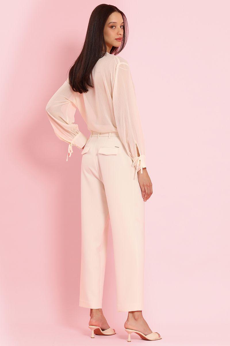 Pantalon sastre con cinturon, vainilla Liola-6