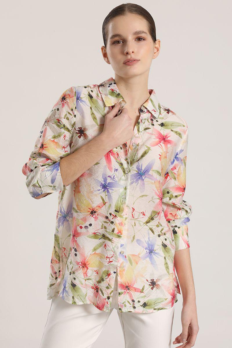 Blusa voile estampado Liola mujer crudo-0