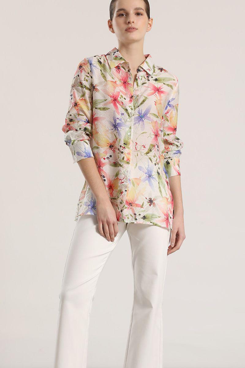 Blusa voile estampado Liola mujer crudo-2