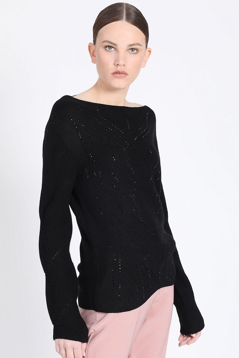 Tejido Punto Fantasia Strass, Negro Liola-0