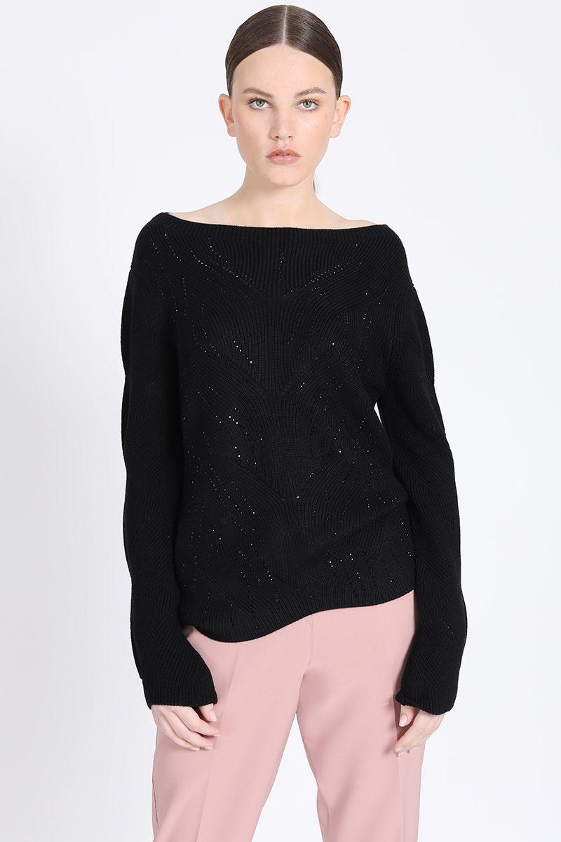 Tejido Punto Fantasia Strass, Negro Liola-2