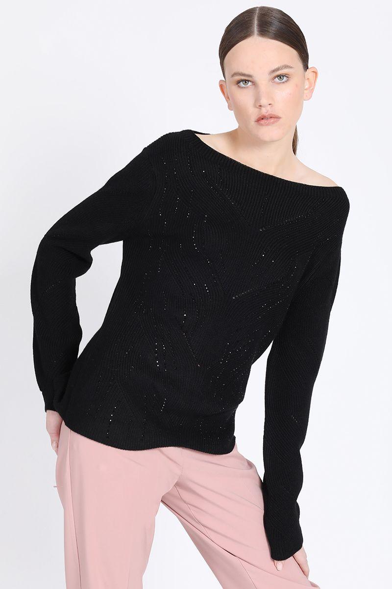 Tejido Punto Fantasia Strass, Negro Liola-3