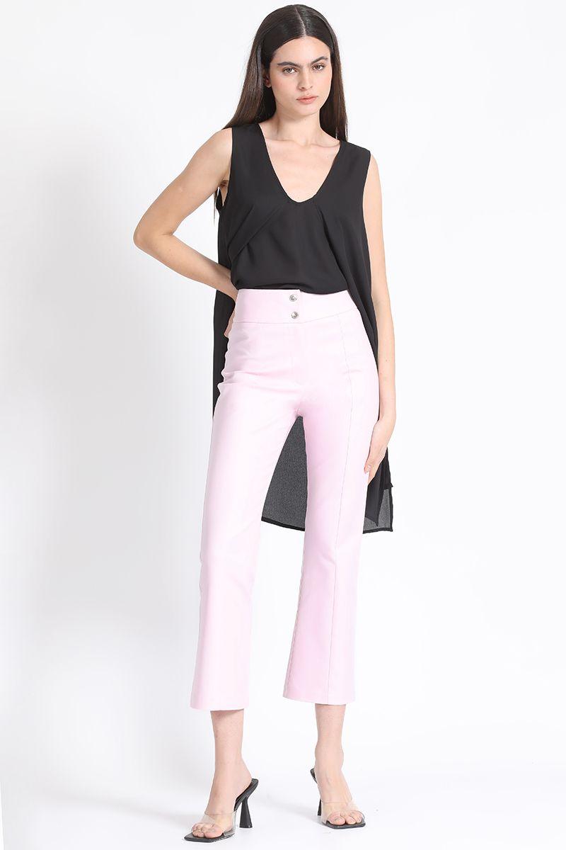 Pantalon Crop Mini Flare Gabardina Falla Rosa Liola-0