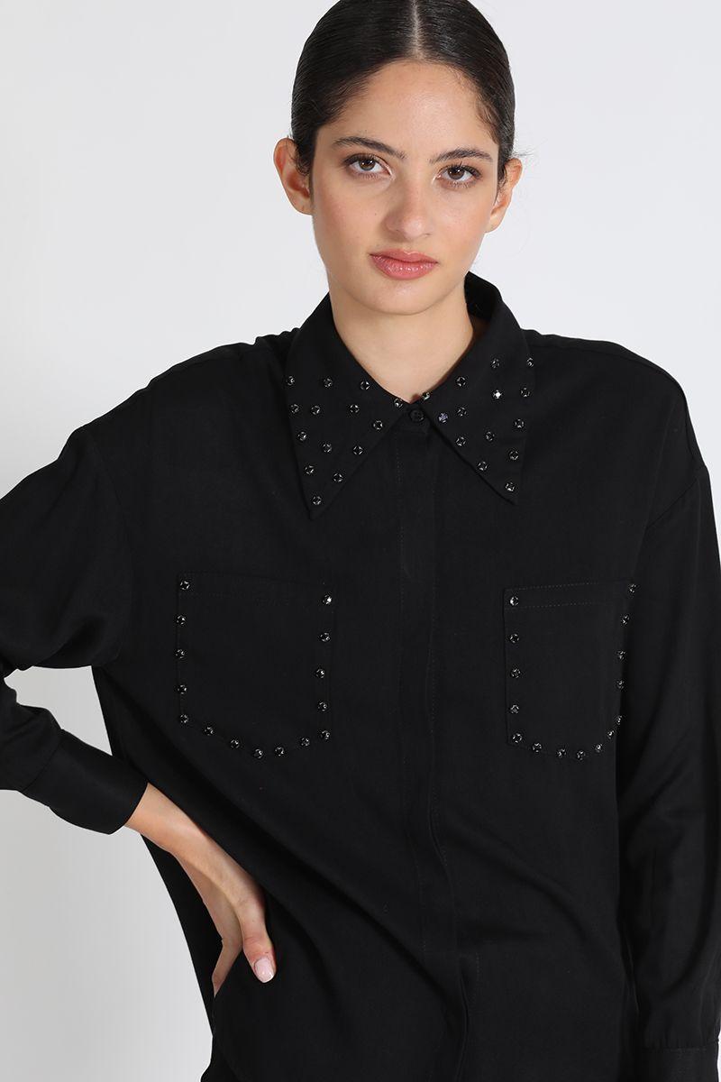 Blusa Camisero Básica Negra Liola-5