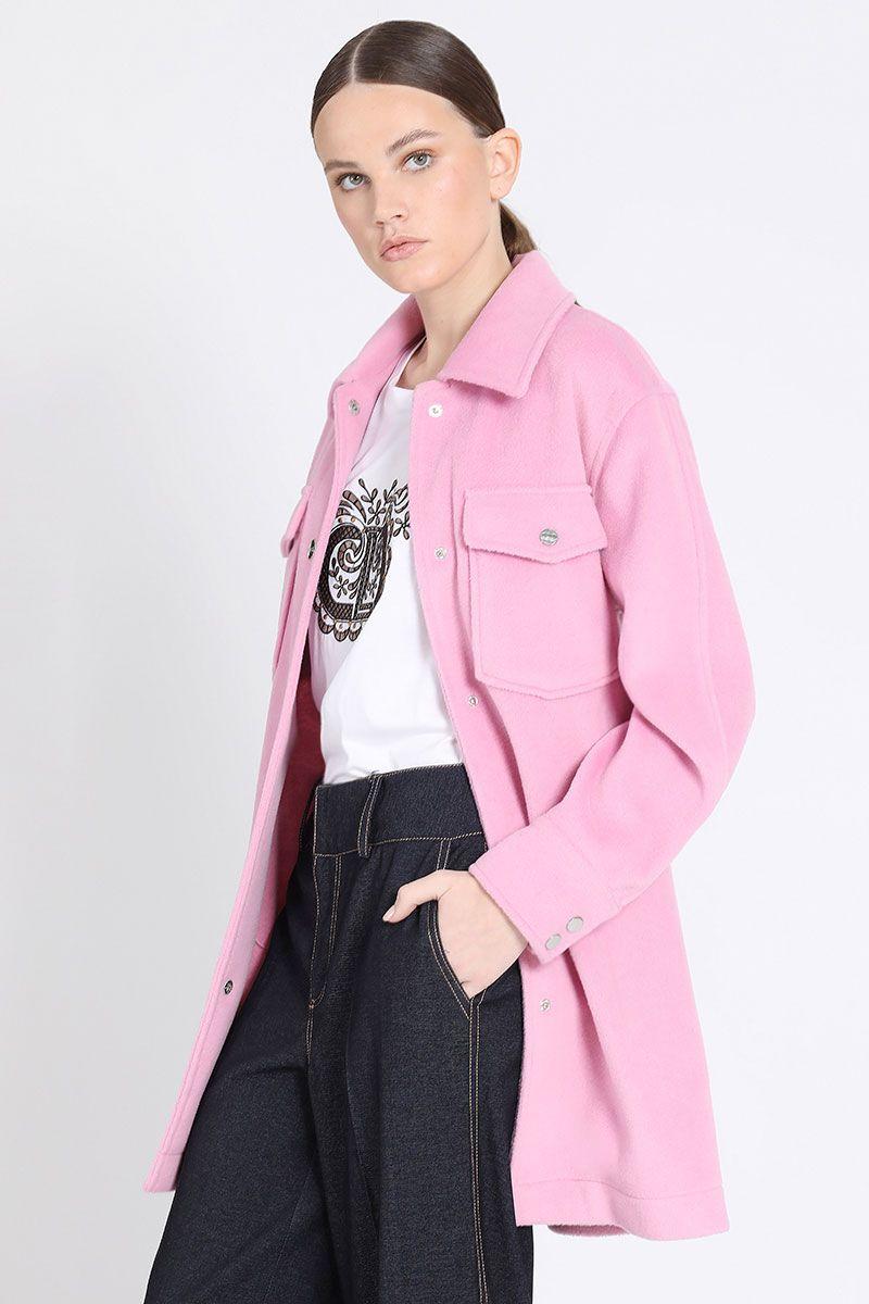 Chaqueta Larga Cargo Muflon Melange, Rosa Liola-6