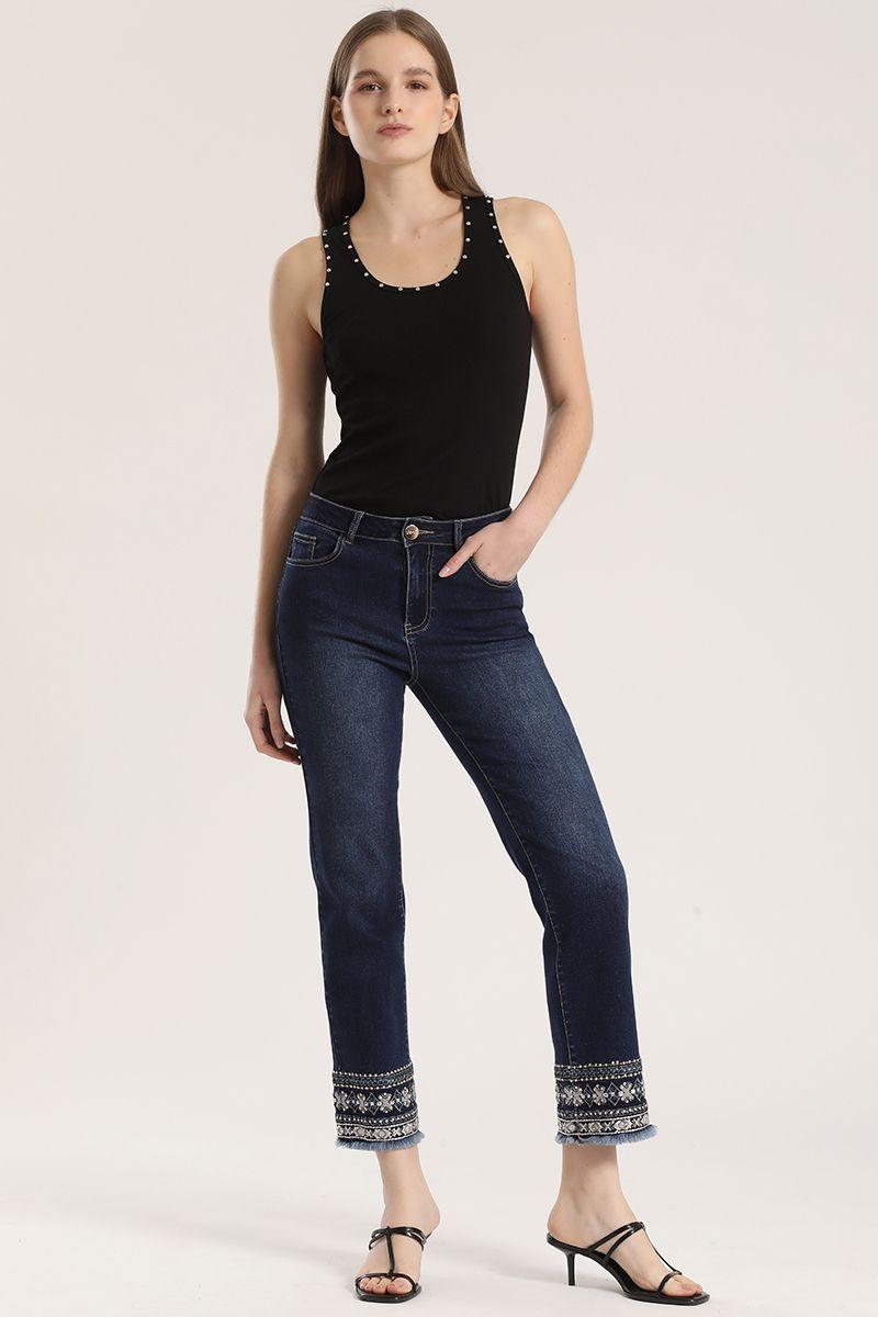 Top con tachas Liola mujer negro-2