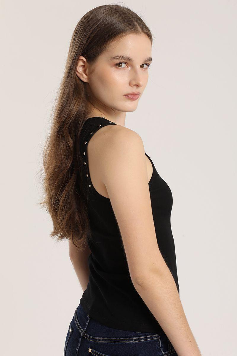 Top con tachas Liola mujer negro-3